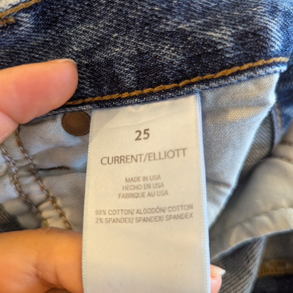 Current/Elliott Blue Straight Leg Jeans Size 25 - Picture 9 of 10